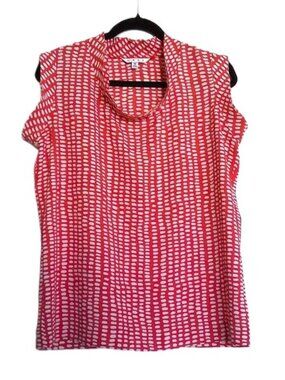 CAbi Top Flowy Neck Raw Edge Flowy Neckline & Sleeves Career Pullover EUC Sz S